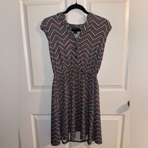 Zigzag Midi Dress - Black, White, Pink